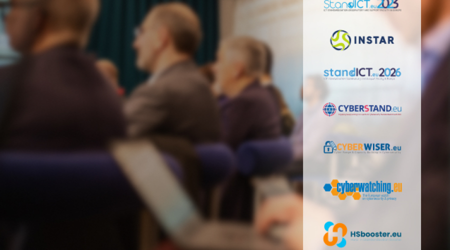 At the Heart of Europe’s Cybersecurity Research Ecosystem: A Decade of Engagement. Logos of the involved projects: Cyberstand, Instar, HSbooster, StandICT, Cyberwiser, Cyberwatching